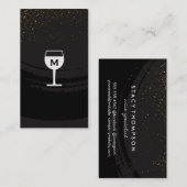 黒ブラシ仕上げワイングラス金ゴールド斑点 名刺 (正面/裏面)