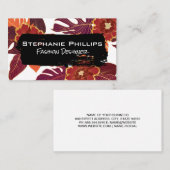 黒ブラシ |フローラルパターンデザイン 名刺 (正面/裏面)