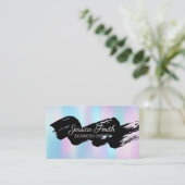 黒ブラシ |ホログラフィック勾配 名刺 (スタンド正面)