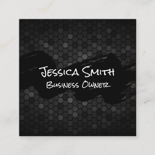 黒ブラシ |幾何学的パターン スクエア名刺 (正面)
