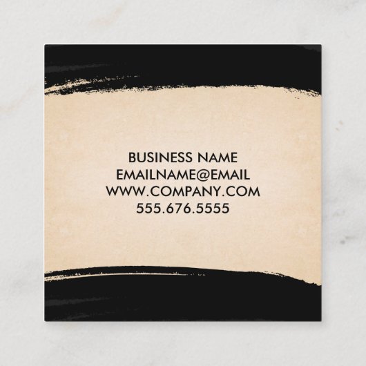黒ブラシ |紙テクスチャ スクエア名刺 (裏面)
