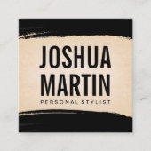 黒ブラシ |紙テクスチャ スクエア名刺 (正面)