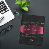 黒ブルゴーニュのアゲイト大理石グリッター名 ノートブック