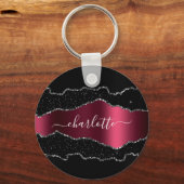 黒ブルゴーニュのアゲイト大理石名文字 キーホルダー (裏面)