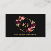 黒ブルゴーニュ花模様金ゴールドモノグラムSNS 名刺
