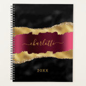 黒ブルゴーニュ金ゴールドの大理石名 プランナー手帳 (正面)