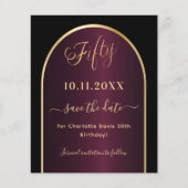 黒ブルゴーニュ50歳の誕生日の予算は日付を保存 チラシ (正面)