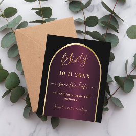 黒ブルゴーニュ60歳の誕生日の予算は日付を保存 チラシ