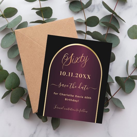 黒ブルゴーニュ60歳の誕生日の予算は日付を保存 チラシ