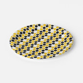 黒ブンブンいう音黄色幾何学六角16進パターン ペーパープレート (アングル)