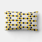 黒ブンブンいう音黄色幾何学六角16進パターン ランバークッション (裏面)
