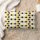 黒ブンブンいう音黄色幾何学六角16進パターン ランバークッション (ブランケット)