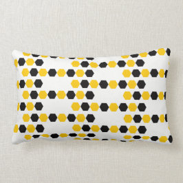 黒ブンブンいう音黄色幾何学六角16進パターン ランバークッション