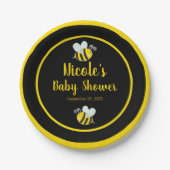 黒ブンブンいう音&イエロービーテーマベビーシャワー ペーパープレート (正面)