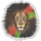 黒プライドライオン赤い緑の統一ジャングル猫のキング シール (正面)