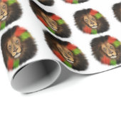 黒プライドライオン赤い緑の統一ジャングル猫のキング ラッピングペーパー (ロールコーナー)