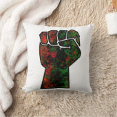 黒プライド赤い緑の拳パンアフリカ国旗の団結 クッション (ブランケット)