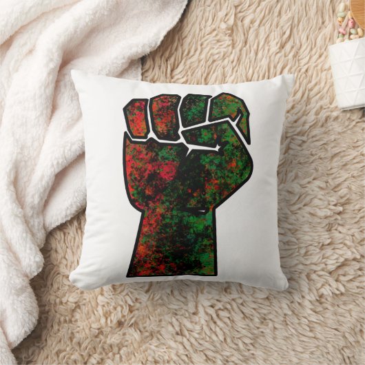 黒プライド赤い緑の拳パンアフリカ国旗の団結 クッション (ブランケット)