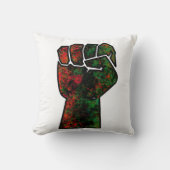 黒プライド赤い緑の拳パンアフリカ国旗の団結 クッション (正面)