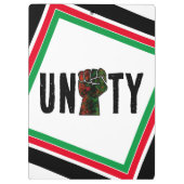 黒プライド赤い緑の拳パンアフリカ国旗の団結 クリップボード (裏面)