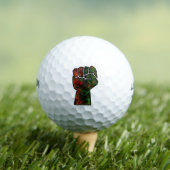 黒プライド赤い緑の拳パンアフリカ国旗の団結 ゴルフボール (インサイチュ 木)