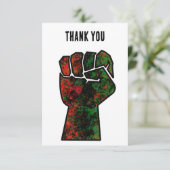 黒プライド赤い緑の拳パンアフリカ国旗の団結 サンキューカード (スタンド正面)