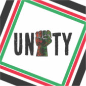 黒プライド赤い緑の拳パンアフリカ国旗の団結 シール (正面)