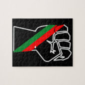 黒プライド赤い緑の拳パンアフリカ国旗の団結 ジグソーパズル (横)