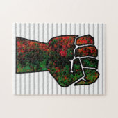 黒プライド赤い緑の拳パンアフリカ国旗の団結 ジグソーパズル (横)