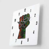 黒プライド赤い緑の拳パンアフリカ国旗の団結 スクエア壁時計 (傾斜)