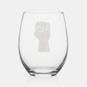 黒プライド赤い緑の拳パンアフリカ国旗の団結 ステムなしワイングラス (裏面)