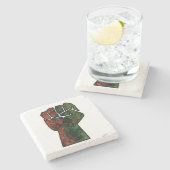 黒プライド赤い緑の拳パンアフリカ国旗の団結 ストーンコースター (横)