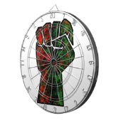 黒プライド赤い緑の拳パンアフリカ国旗の団結 ダーツボード (正面右)
