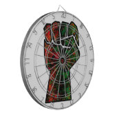 黒プライド赤い緑の拳パンアフリカ国旗の団結 ダーツボード (正面左)