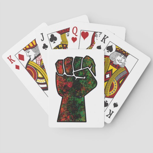 黒プライド赤い緑の拳パンアフリカ国旗の団結 トランプ (裏面)