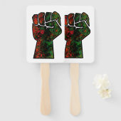 黒プライド赤い緑の拳パンアフリカ国旗の団結 ハンドファン (正面&裏面)