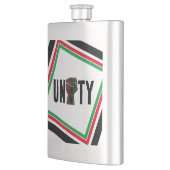 黒プライド赤い緑の拳パンアフリカ国旗の団結 フラスク (左)