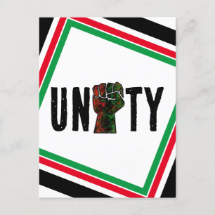 黒プライド赤い緑の拳パンアフリカ国旗の団結 ポストカード