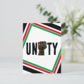 黒プライド赤い緑の拳パンアフリカ国旗の団結 ポストカード (スタンド正面)