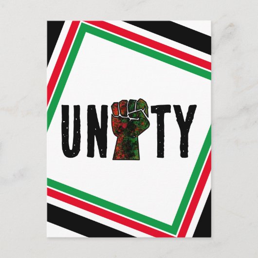 黒プライド赤い緑の拳パンアフリカ国旗の団結 ポストカード (正面)