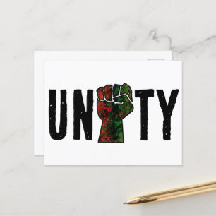 黒プライド赤い緑の拳パンアフリカ国旗の団結 ポストカード