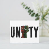 黒プライド赤い緑の拳パンアフリカ国旗の団結 ポストカード (スタンド正面)