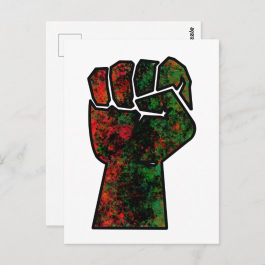 黒プライド赤い緑の拳パンアフリカ国旗の団結 ポストカード (正面/裏面)