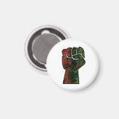 黒プライド赤い緑の拳パンアフリカ国旗の団結 マグネット (正面/裏面)