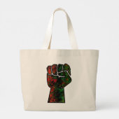 黒プライド赤い緑の拳パンアフリカ国旗の団結 ラージトートバッグ (裏面)