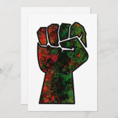 黒プライド赤い緑の拳パンアフリカ国旗の団結 招待状 (正面/裏面)