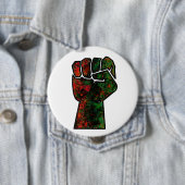 黒プライド赤い緑の拳パンアフリカ国旗の団結 缶バッジ (インサイチュ)