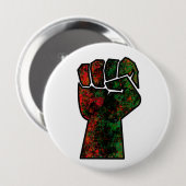 黒プライド赤い緑の拳パンアフリカ国旗の団結 缶バッジ (正面&裏面)