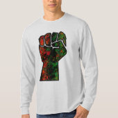 黒プライド赤い緑の拳パンアフリカ国旗の団結 Tシャツ (正面)