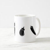 黒ベクタ野菜brinjalカボチャニンジン コーヒーマグカップ (正面右)